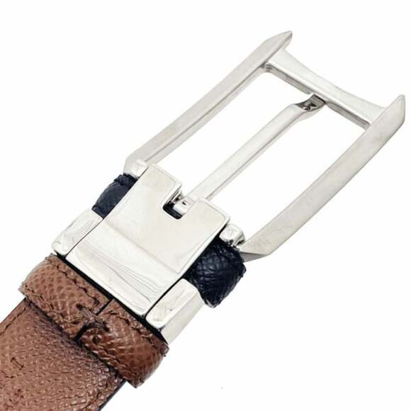 BVLGARI Ellipse Men's Leather Belt, Black, Size 110cm, NN-16404